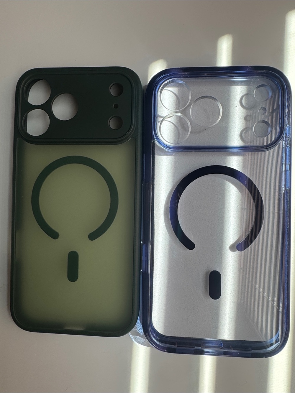 Clear Blue and Opaque Green Magnetic-Compatible Phone Case - Unbranded
